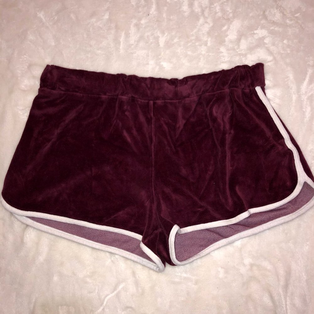 velvet red shorts